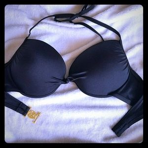 VICTORIA'S SECRET Black Twist Pushup Swim Suit Top